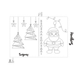 Коледна картичка за оцветяване Santa